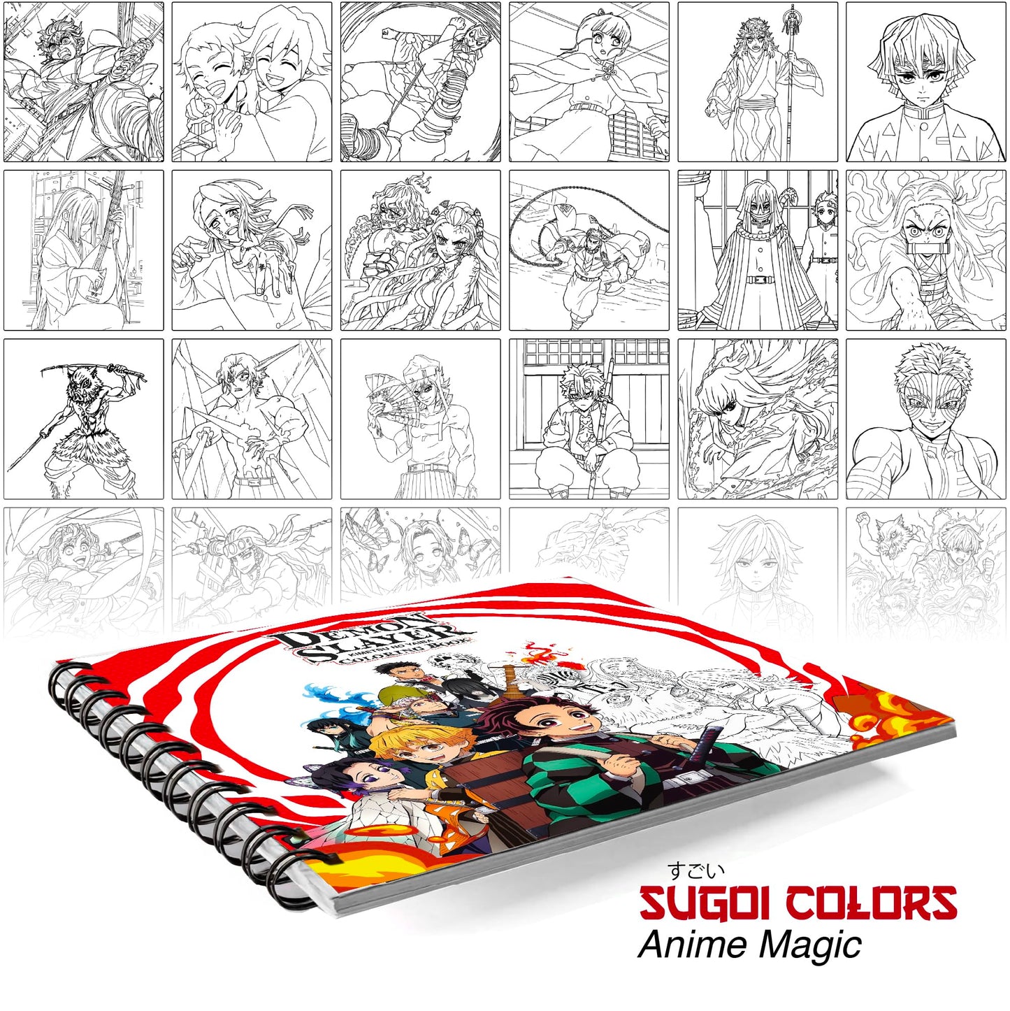 The Crafthives Anime Coloring Book Volume 2 | 24 Detailed Anime Designs with 24 Sketch Pens | Smooth Thick Pages | Spiral Bound Hard Cover Coloring Book for Kids Teens Adults