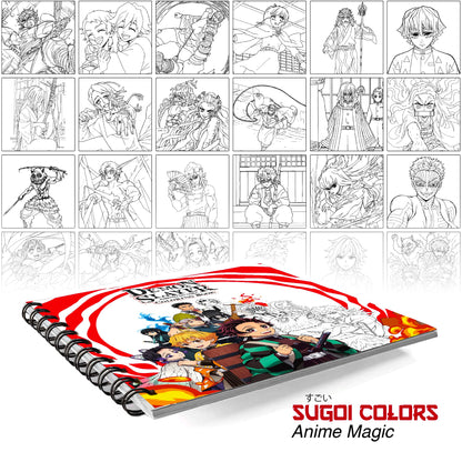 The Crafthives Anime Coloring Book Volume 2 | 24 Detailed Anime Designs with 24 Sketch Pens | Smooth Thick Pages | Spiral Bound Hard Cover Coloring Book for Kids Teens Adults