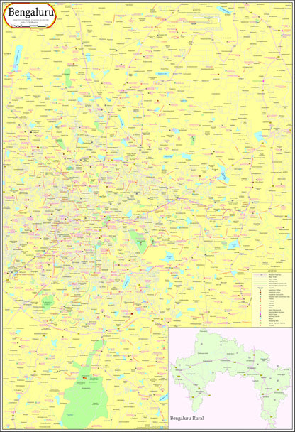 Bengaluru Map ( Bangalore Map ) | Laminated | 70 x 100 cm | English