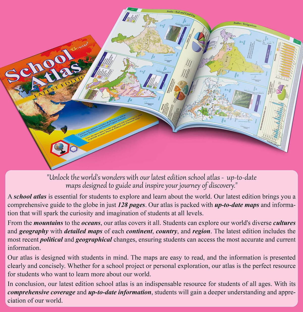SCHOOL ATLAS LATEST EDITION (ENGLISH) - ART PAPER | School Atlas: Latest Edition with Comprehensive Mapping