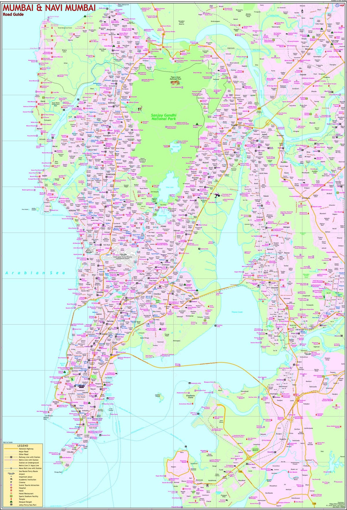 Mumbai City Wall Map – 70 × 100 cm | Laminated Educational & Reference Map