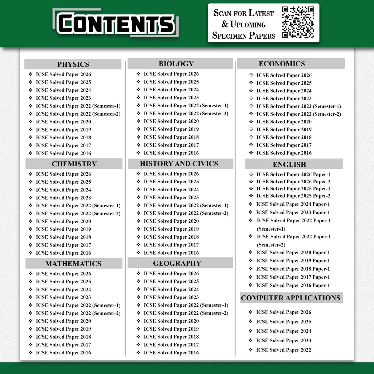 PW ICSE Class 10 Previous Year Question Papers | 10 Years Solved Papers (2016–2026) | Board Exam 2027 | Physics, Chemistry, Maths, Biology, Economics, ... Computer Applications, English Paper 1 & 2