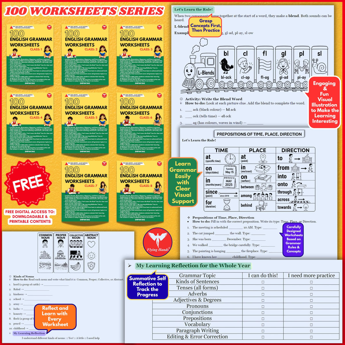 100 English Grammar Worksheets for Class 6
