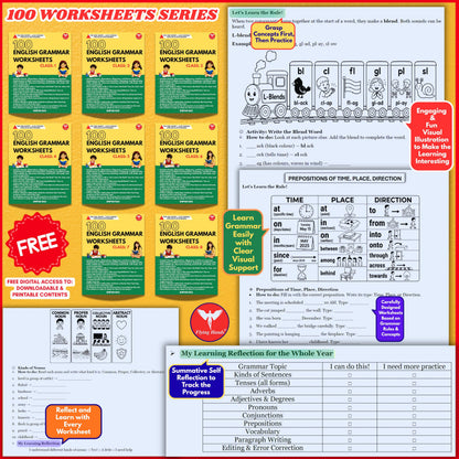100 English Grammar Worksheets for Class 6