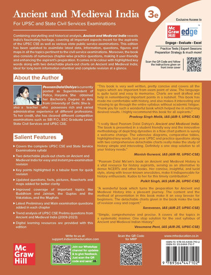 Ancient and Medieval Indian History, 3e for UPSC 2026 by Poonam Dalal Dahiya (IPS) | PYQs | 2 Pluck-out Chart for Revision | Trend Analysis for Prelim Questions
