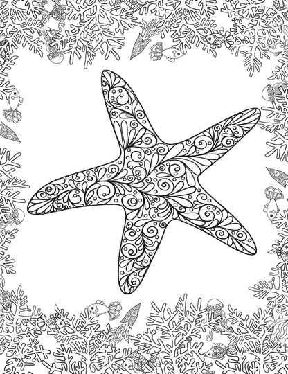 Ocean Adult Colouring Book for Peace & Relaxation | Underwater Scenes, Sea Creatures, and Marine Magic for Mindful Creativity and Stress Relief