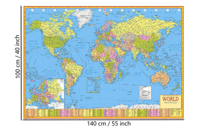 World Political Map | 140 cm x 100 cm | Laminated | Extra Large Size | World Map