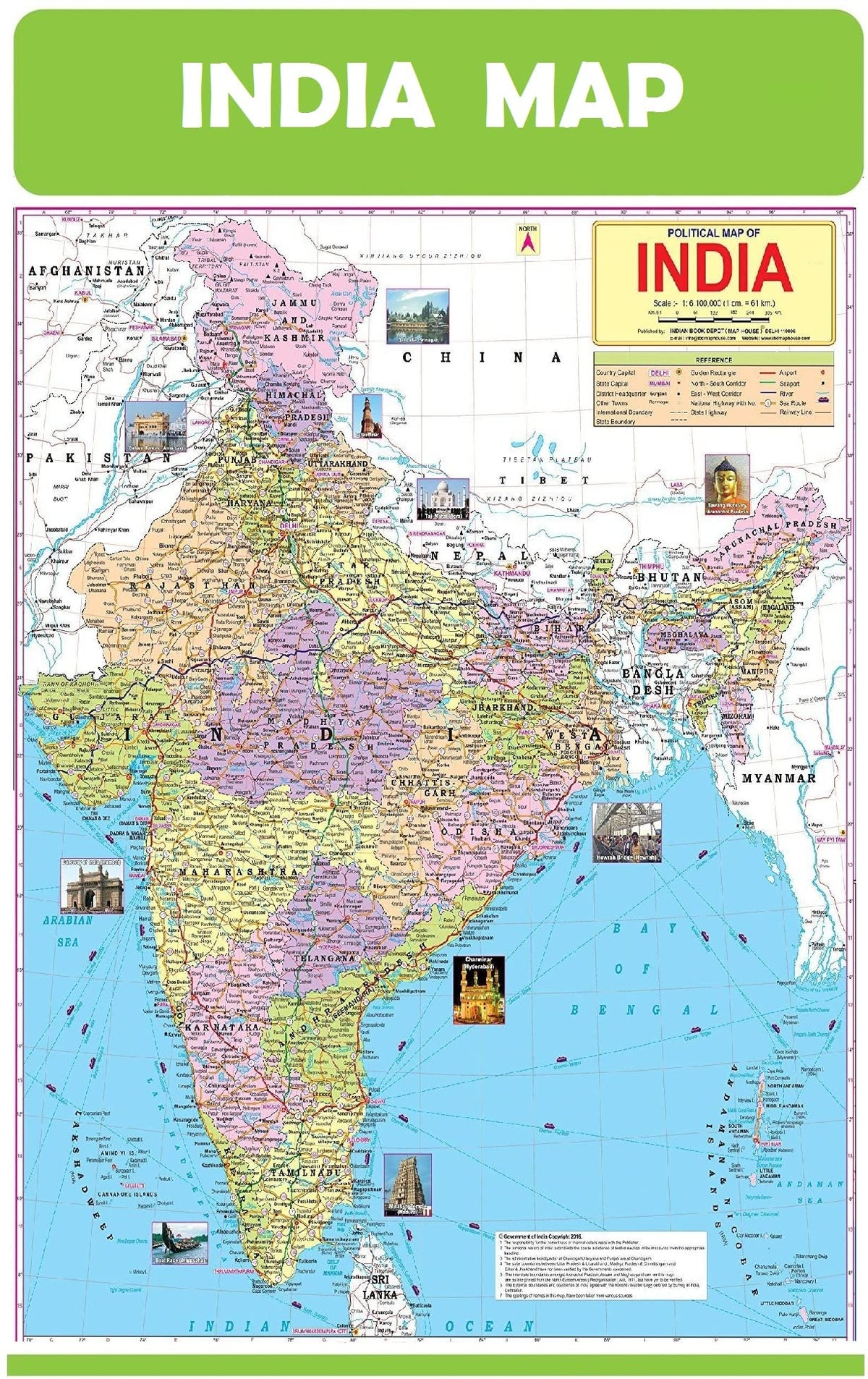 Kerala Map, India & World 47x65 cm (19x26 Inch) Mega Size (3 Charts) - Laminated Early Learning Education Wall Picture Chart | Kerala State, India and World Political Map