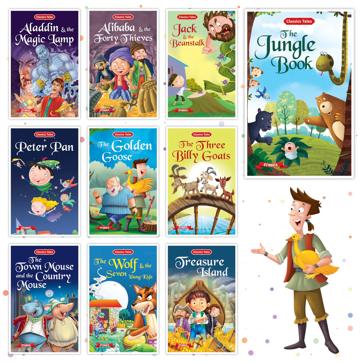 Set of 10 Classics Tales Story Books for Kids|English Short Stories for 3+ | Aladdin, Alibaba, Jungle Book & Others