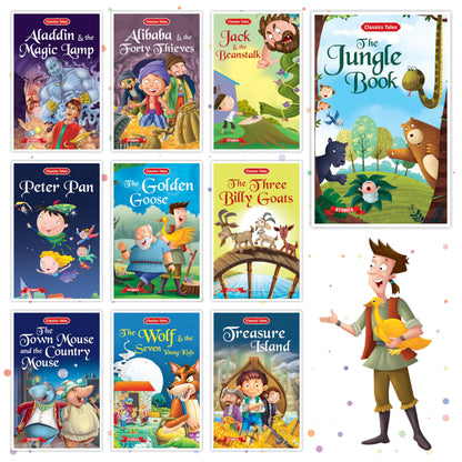Set of 10 Classics Tales Story Books for Kids|English Short Stories for 3+ | Aladdin, Alibaba, Jungle Book & Others