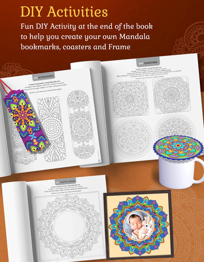 Mandala Colouring Books for Adults & Teens | Relieve Stress & Boost Creativity | 93 Bold & Easy Mandala Designs with DIY Activity Sheet | Coloring reference with QR code | Set of 3