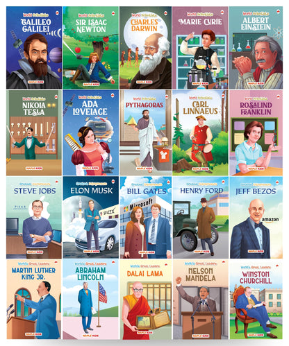 Story Books for Kids - World Famous Personalities (Set of 20 Books) (Illustrated) - Scientists, Entrepreneurs, Leaders - Biographies for Kids - Steve ... Newton, Abraham Lincoln, Churchill