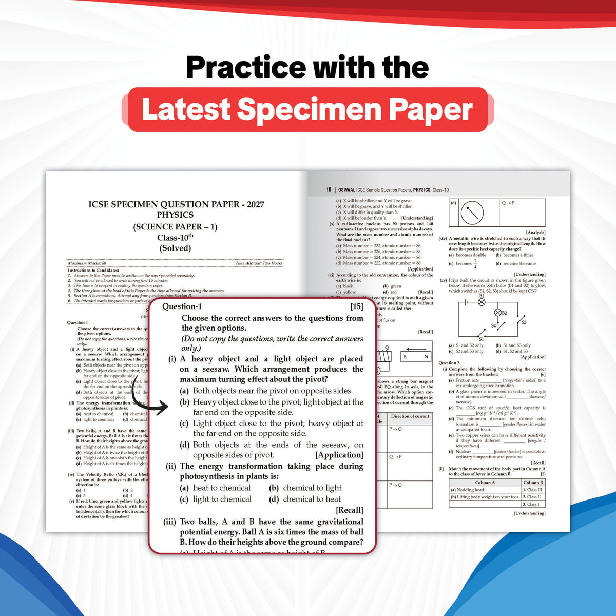 Oswaal ICSE | 10 Sample Question Papers | Class 10 | Physics (For 2027 Exam) | Includes–Board Paper 2026 & Specimen 2027 | With On Tips Notes, Mind Maps & Oswaal AI