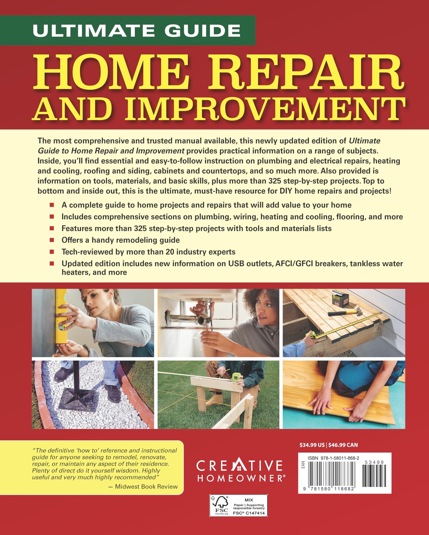Ultimate Guide to Home Repair and Improvement, 3rd Updated Edition: Proven Money-Saving Projects, 3,400 Photos & Illustrations (Creative Homeowner) Step-by-Step DIY for Plumbing, Electrical, Carpentry