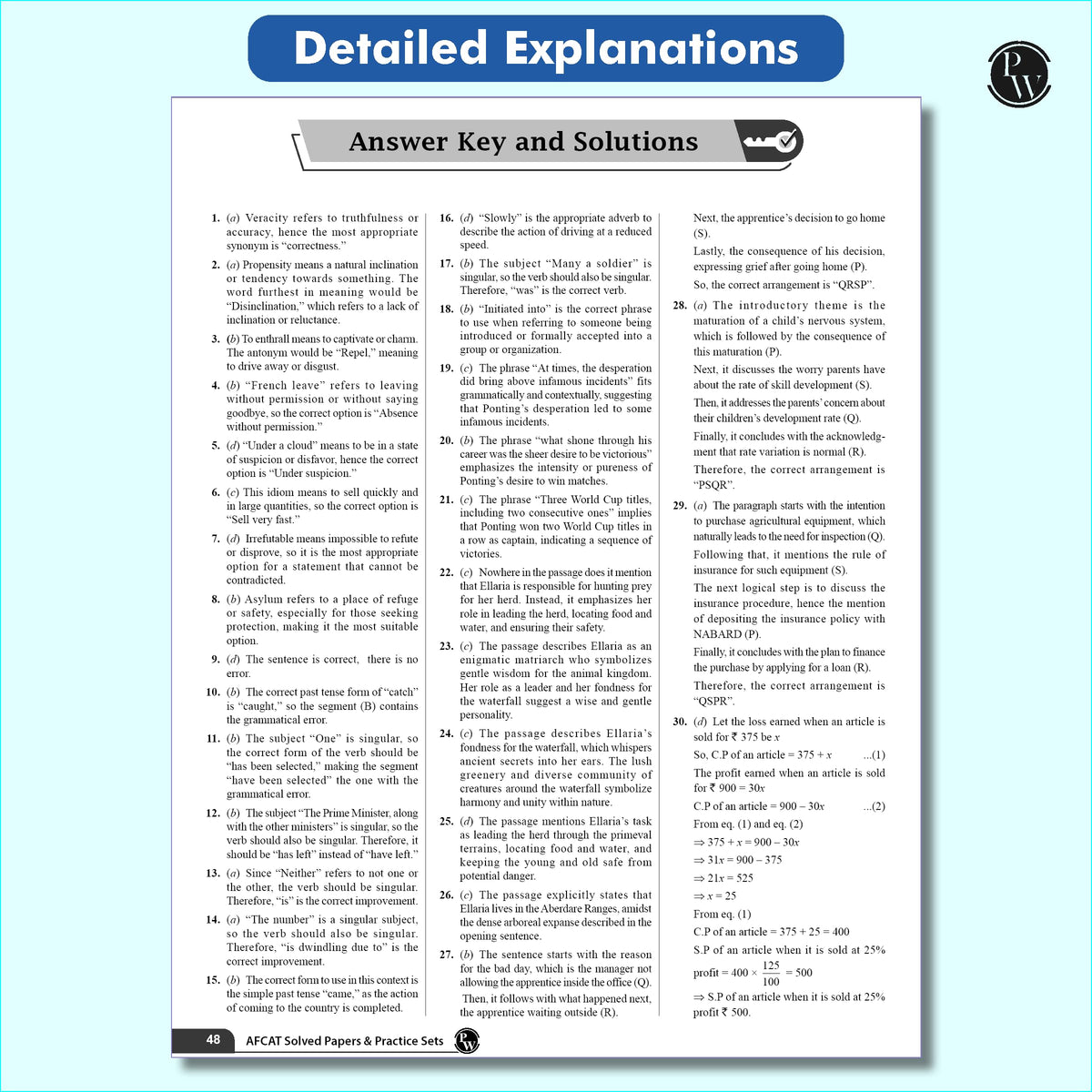 PW 30 AFCAT Previous Years' Solved Papers (2025 - 2011) with August 2025 Paper For Flying, Technical & Ground Duty (Non-Technical) Branches 2026 Exam | PYQs | 10 Practice Sets