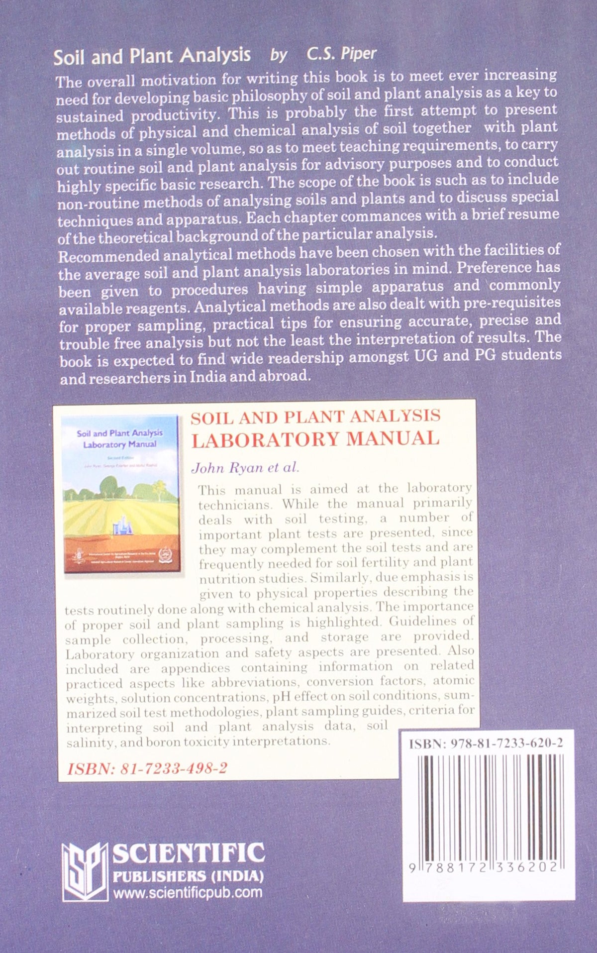 Soil and Plant Analysis: A Laboratory Manual of Methods for The Examination of Soils and the Determination of the inorganic Constituents of Plants