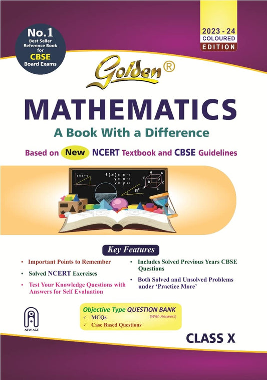 Golden Mathematics: Based on NCERT for Class-10 (For CBSE 2023 Board Exams  includes Objective Type Question Bank) by Kishan Hari (Author) book cover