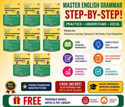 100 English Grammar Worksheets for Class 6
