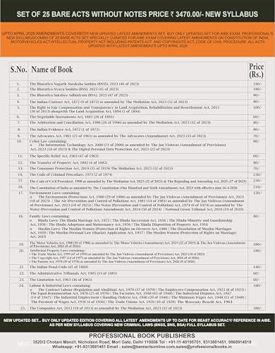 PROFESSIONAL'S AIBE Exam 25 Bare Acts Set without Notes as per New Syllabus, Complete Set of 25 Books Combo as per Bar Council of India Guidelines ... Criminal Laws & Full Syllabus Economy Edition