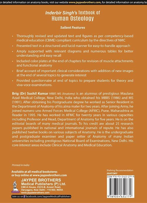 Inderbir Singh's Textbook of Human Osteology with Atlas of Muscle Attachments, 5/E for MBBS 1st Year Students | CBME-aligned Bone-by-Bone Atlas with Muscle, Ligament Tables and Viva Questionnaire
