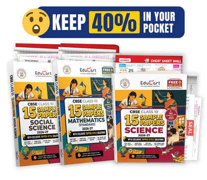 Educart CBSE Sample Paper Class 10 2026-27 | Science, Mathematics & Social Science | 3 Books (with Topper-Style Solutions & Cheat Sheet Wall Chart for 2027 exam)