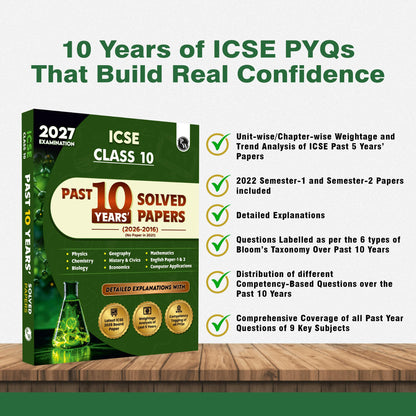 PW ICSE Class 10 Previous Year Question Papers | 10 Years Solved Papers (2016–2026) | Board Exam 2027 | Physics, Chemistry, Maths, Biology, Economics, ... Computer Applications, English Paper 1 & 2