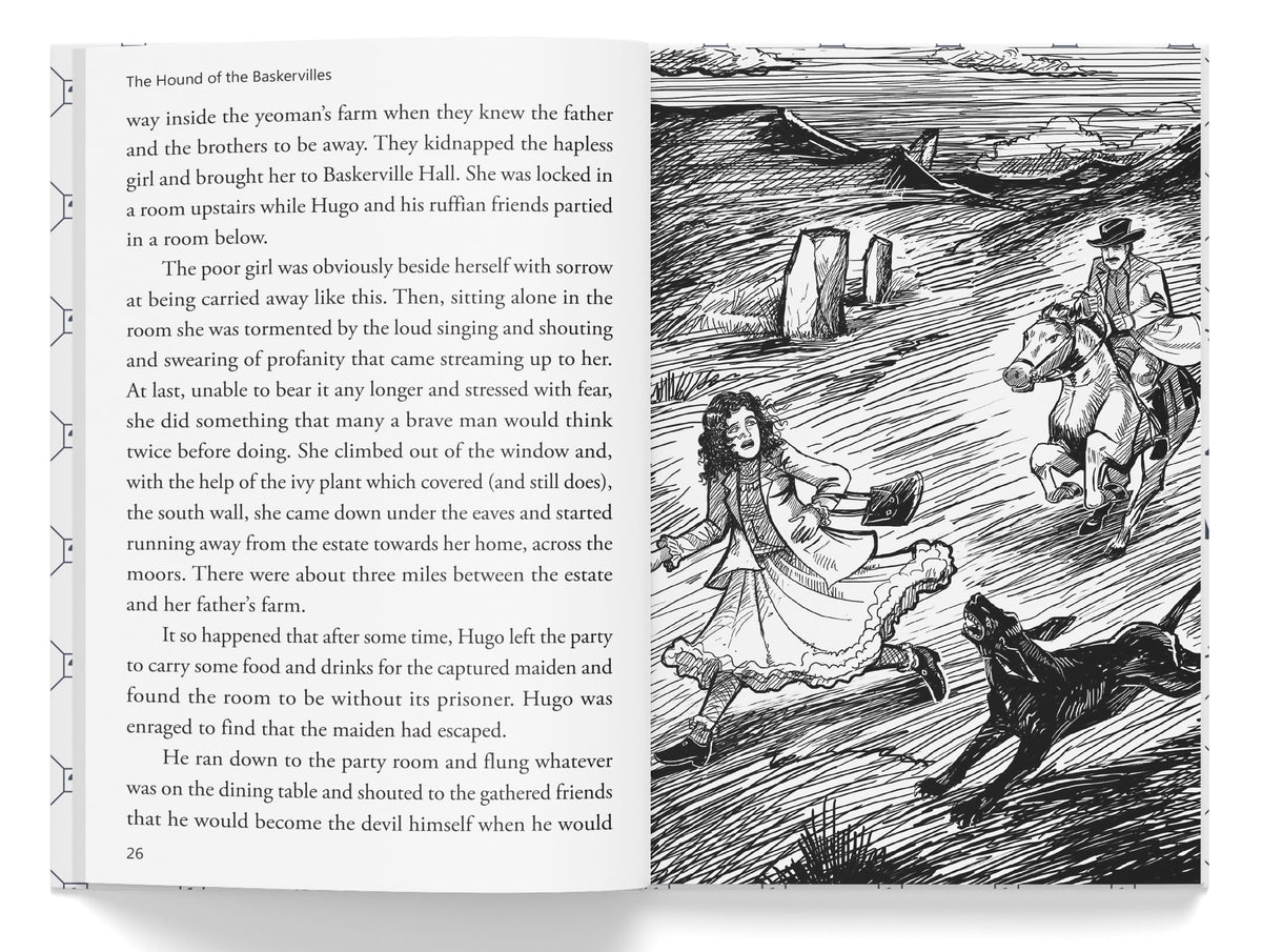 The Hound of the Baskervilles: Illustrated Abridged Children Classics English Novel With Review Questions (Hardback)