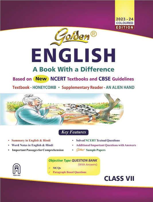 Golden English: Based on NCERT Honeycomb and An Alien Hand for Class 7 (For 2023 Final Exams  includes Objective Type Question Bank) by Gupta R.K. (Author) book cover