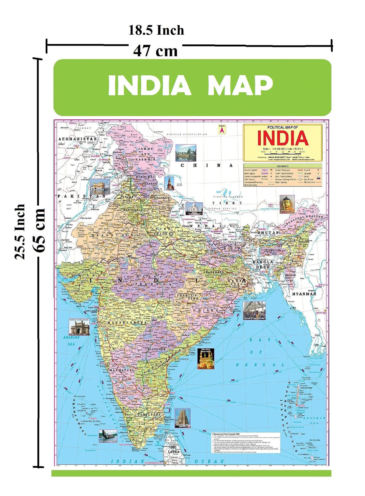 Kerala Map, India & World 47x65 cm (19x26 Inch) Mega Size (3 Charts) - Laminated Early Learning Education Wall Picture Chart | Kerala State, India and World Political Map