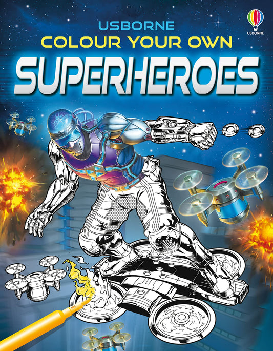 COLOUR YOUR OWN SUPERHEROES book cover