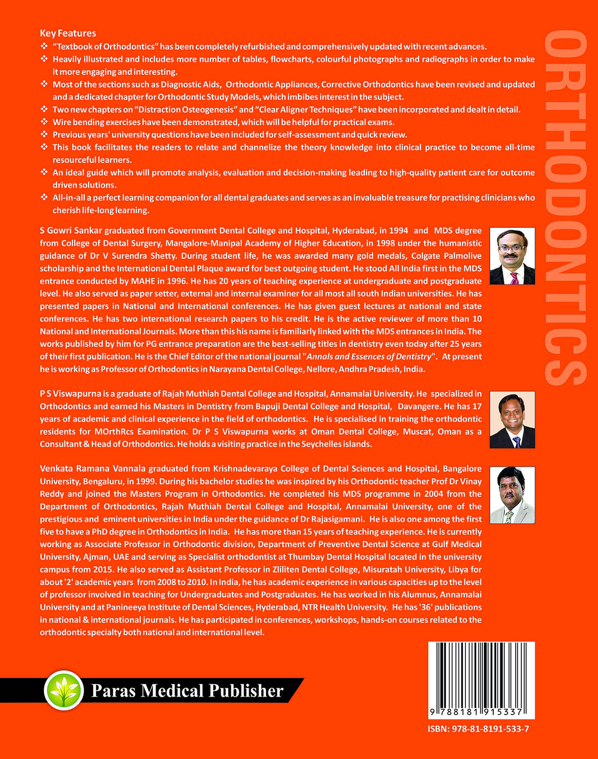 Textbook of Orthodontics (2nd Edition) [paperback] S Gowri Sankar,P S Viswapurna,Venkata Ramana Vannala [Jan 01, 2021]…