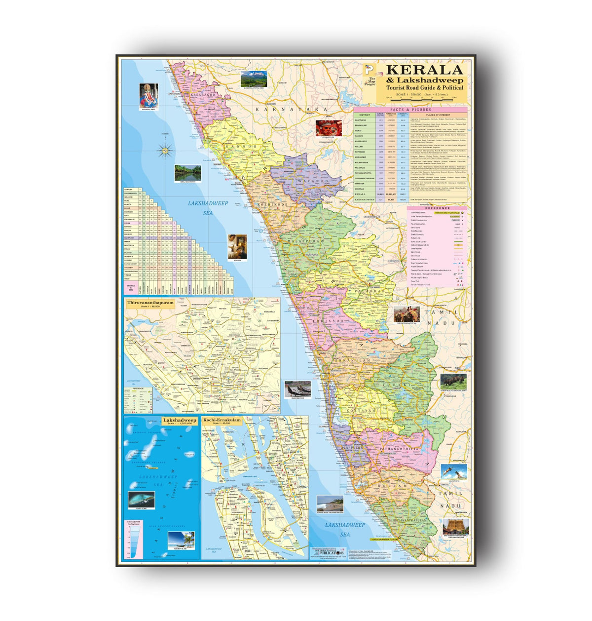 Kerala State Map Size : 100x70 Centimeter (40"x28" inch). With Important Fact and Figure. Ideal Map For Aspirant of UPSC, PCS, SSC, RAILWAY Exam and Other Competitive Exam.