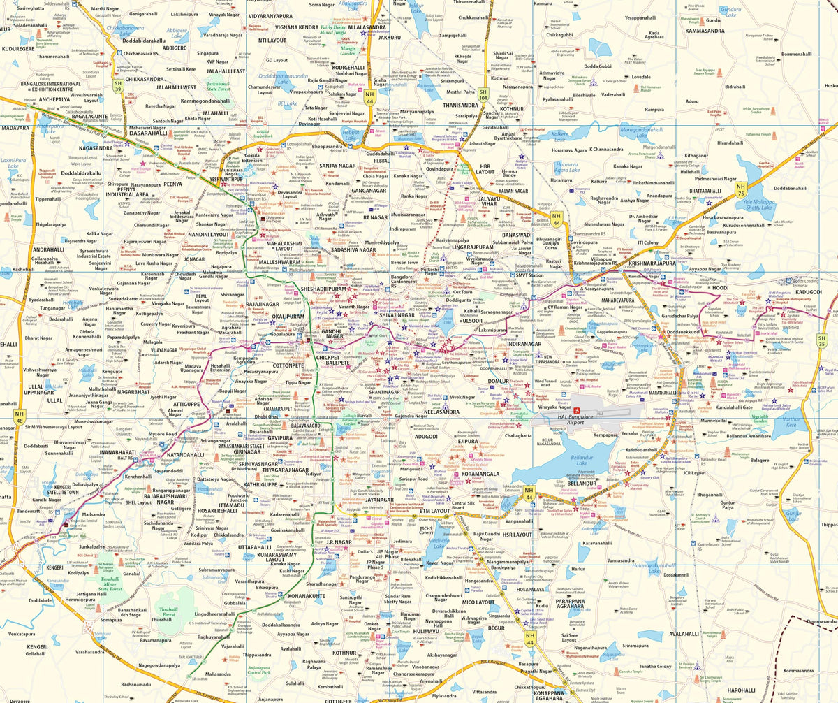 BENGALURU MAP BOOK, Latest and Updated, 70 x 100 cm, Paper Folded with Metro Routes (Travel Series)
