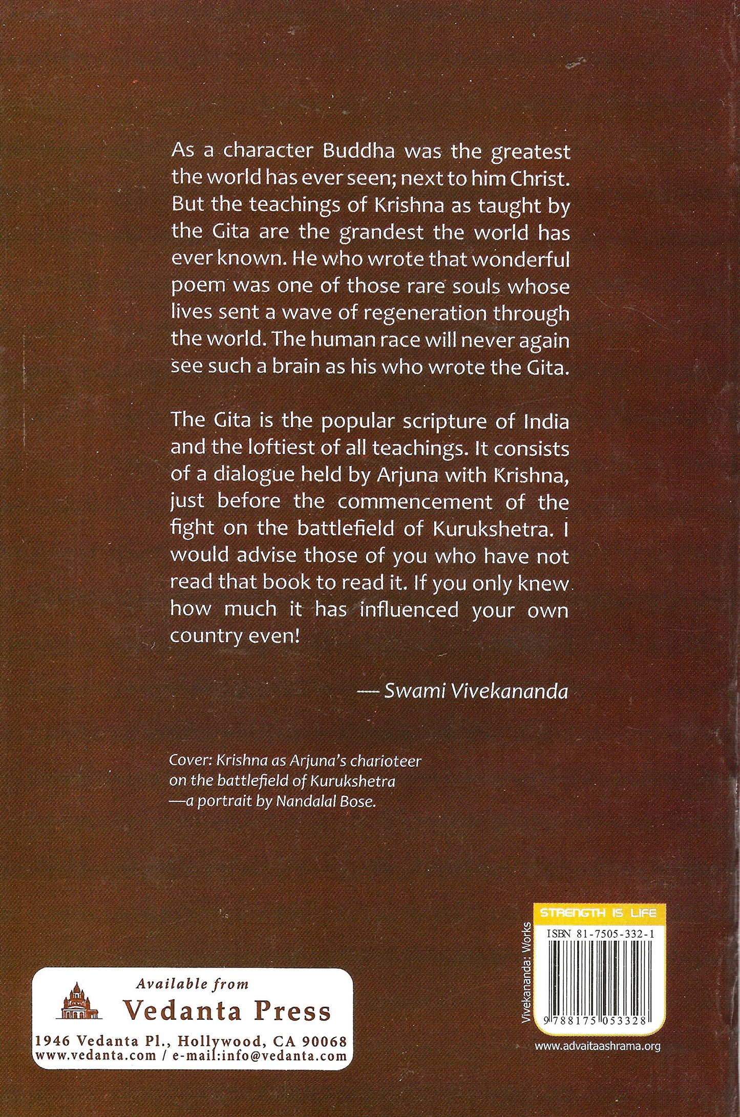Bhagavad Gita As Viewed by Swami Vivekananda