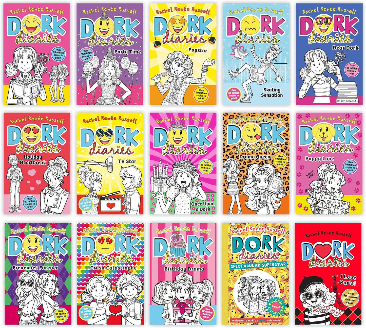Dork Diaries Books #1-15 Books Collection set By Rachel Renee Russell