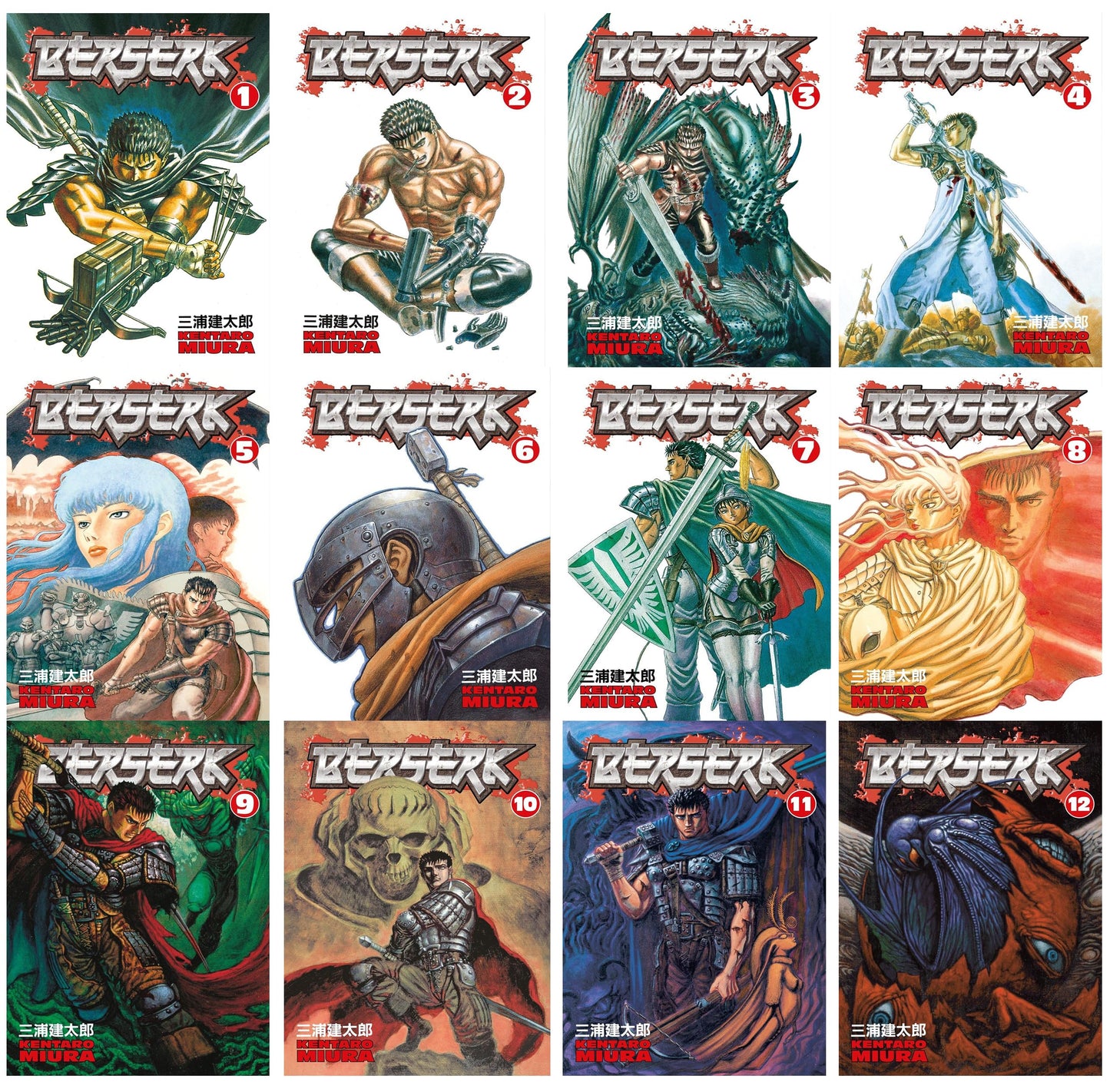 Berserk Volumes 1–12 Manga Collection by Kentaro Miura