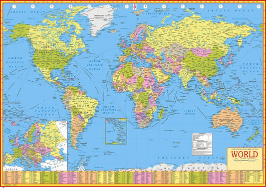 World Political Map | 140 cm x 100 cm | Laminated | Extra Large Size | World Map