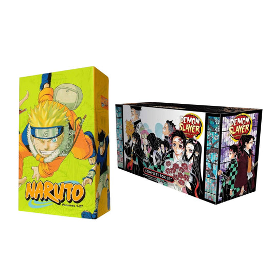 Combo of the Complete Box Set of Demon Slayer: Kimetsu no Yaiba and the Complete Box Set of Naruto Box Set - (PB)
