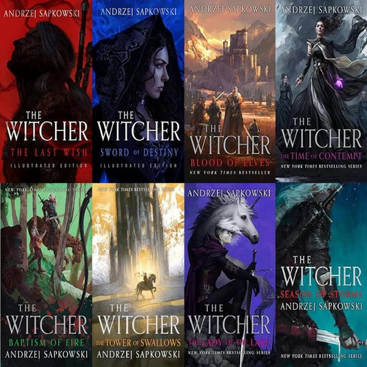 The Witcher Eight-Book Illustrated Collection Set by Andrzej Sapkowski (Complete Fantasy Series)