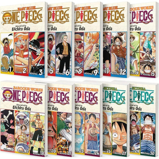 One Piece 3-in-1 Edition 10-Book Manga Set (Volumes 1–30 by Eiichiro Oda)