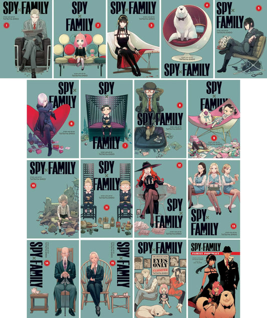 Spy x Family Complete 17 Book Series (Vol. 1-15 + Official Guide + Spy x Family Portrait) Manga Set by Tatsuya Endo