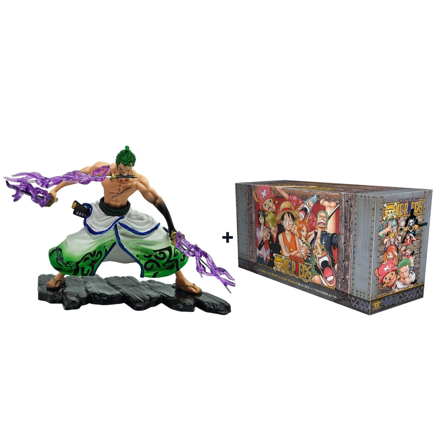 One Piece Manga Box Set Volumes 47–70 + Roronoa Zoro Wano Action Figure 17cm | Anime Collector Combo